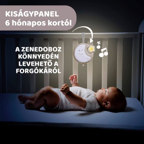 Chicco Next 2 Dreams 3in1 zenélő kiságyforgó és éjszakai fény – natúr
