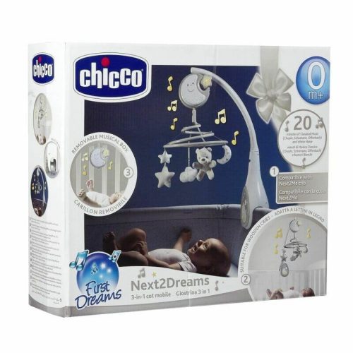 Chicco Next 2 Dreams 3in1 zenélő kiságyforgó és éjszakai fény – natúr
