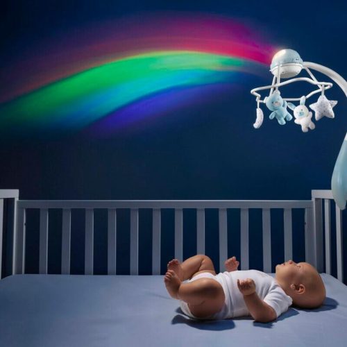 Chicco Rainbow 3in1 szivárványos zenélő kiságyforgó és projektor – natúr