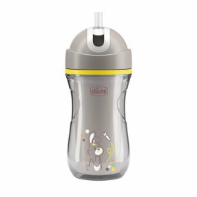   Chicco Sport Kulacs duplafalú, szívószállal, csepegésmentes – 266 ml – Szürke