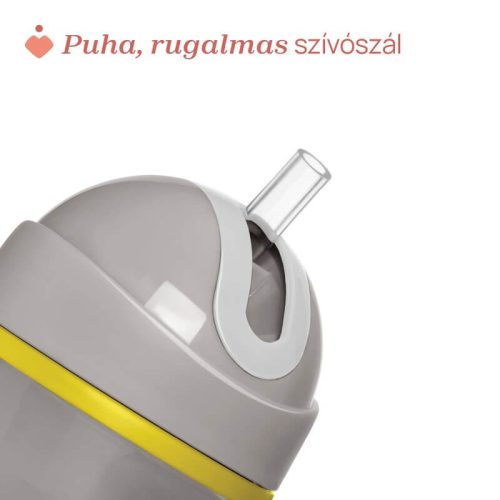 Chicco Sport Kulacs duplafalú, szívószállal, csepegésmentes – 266 ml – Szürke