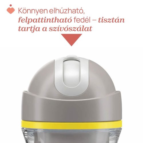 Chicco Sport Kulacs duplafalú, szívószállal, csepegésmentes – 266 ml – Szürke