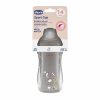 Chicco Sport Kulacs duplafalú, szívószállal, csepegésmentes – 266 ml – Szürke