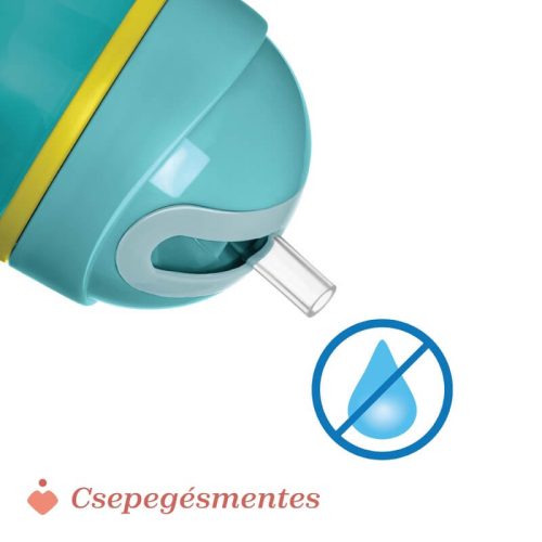 Chicco Sport Kulacs duplafalú, szívószállal, csepegésmentes – 266 ml – Türkiz