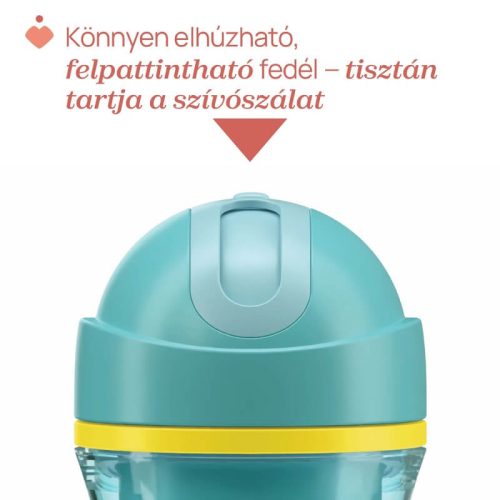 Chicco Sport Kulacs duplafalú, szívószállal, csepegésmentes – 266 ml – Türkiz