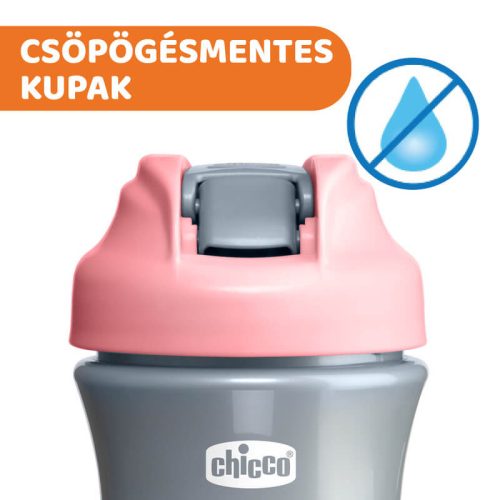 Chicco Pop-Up Szívószálas Kulacs – 350 ml – Rózsaszín
