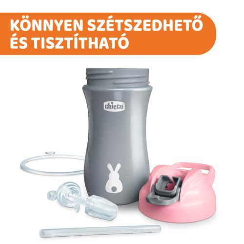 Chicco Pop-Up Szívószálas Kulacs – 350 ml – Rózsaszín