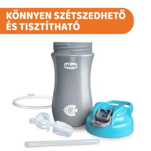 Chicco Pop-Up Szívószálas Kulacs – 350 ml – Kék