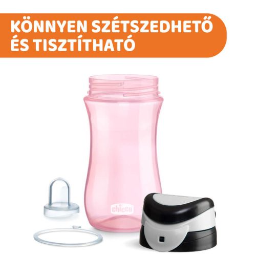 Chicco Travel Cup Pohárperemű Itató – 350 ml – Rózsaszín