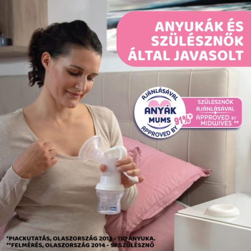 Chicco NaturalFeeling kézi mellszívó – 150 ml-es cumisüveggel