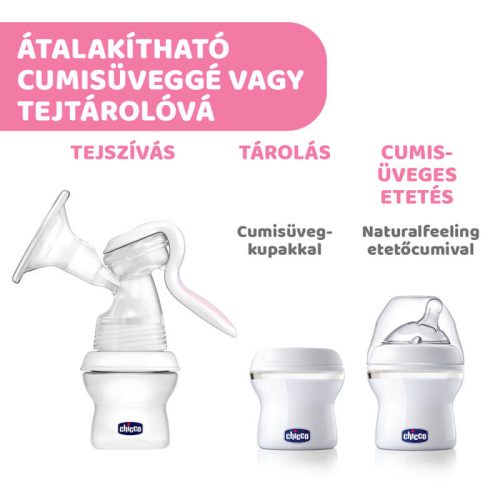 Chicco NaturalFeeling kézi mellszívó – 150 ml-es cumisüveggel