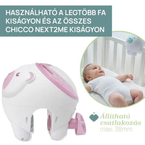 Chicco Jegesmedve sarki fény zenélő projektor kiságyra és asztalra – rózsaszín