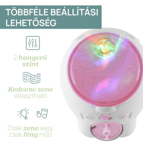 Chicco Jegesmedve sarki fény zenélő projektor kiságyra és asztalra – rózsaszín