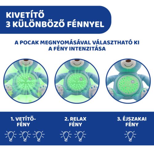 Chicco Baby Bear zenélő plüss maci projektor és éjszakai fény – kék