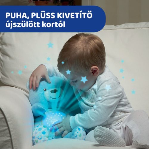 Chicco Baby Bear zenélő plüss maci projektor és éjszakai fény – kék