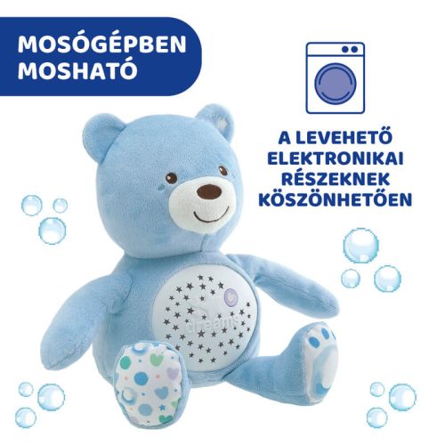 Chicco Baby Bear zenélő plüss maci projektor és éjszakai fény – kék