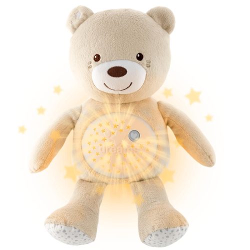 Chicco Baby Bear zenélő plüss maci projektor és éjszakai fény – natúr