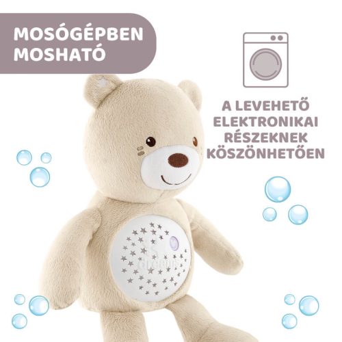 Chicco Baby Bear zenélő plüss maci projektor és éjszakai fény – natúr