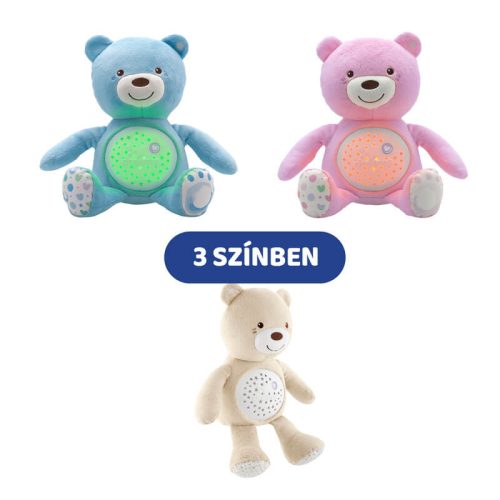 Chicco Baby Bear zenélő plüss maci projektor és éjszakai fény – rózsaszín