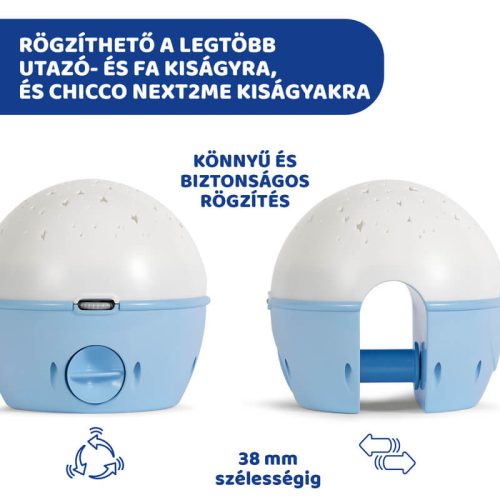 Chicco Next 2 Stars hangérzékelős zenélő projektor plüss macival – kék