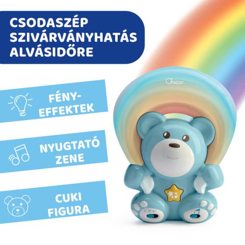 Chicco Rainbow Bear szivárványfényes zenélő projektor – kék