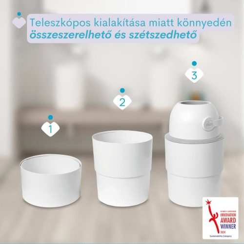 Chicco Odour Off teleszkópos pelenkatároló szemetes – Fehér – 15 db nejlonzsákkal
