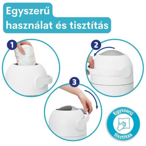Chicco pelenkatároló konténer – Szagmentes pelenkázás, egyszerűbb napok - Világosszürke