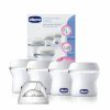 Chicco NaturalFeeling anyatejtároló készlet négy darab 150 ml-es tárolóedénnyel, zárókupakokkal és etetőcumival