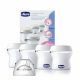 Chicco NaturalFeeling anyatejtároló készlet négy darab 150 ml-es tárolóedénnyel, zárókupakokkal és etetőcumival
