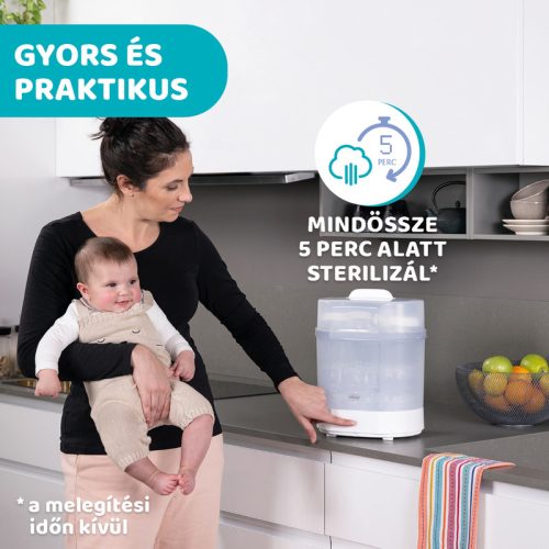 Chicco 3in1 gőzsterilizáló – gyors, természetes és rugalmas higiénia