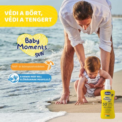 Chicco Baby Moments Sun fényvédő spray, SPF 50+, újszülött kortól, 150 ml