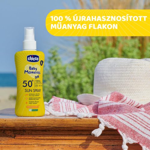 Chicco Baby Moments Sun fényvédő spray, SPF 50+, újszülött kortól, 150 ml