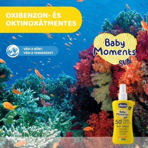 Chicco Baby Moments Sun fényvédő spray, SPF 50+, újszülött kortól, 150 ml