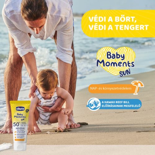 Chicco Baby Moments Sun fényvédő krém, SPF 50+, újszülött kortól, 75 ml