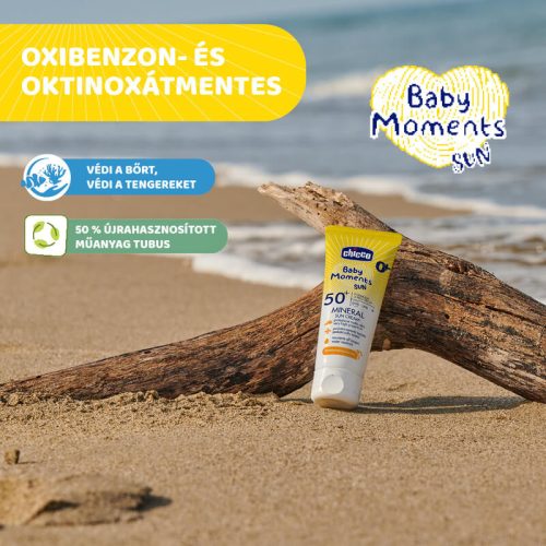 Chicco Baby Moments Sun fényvédő krém, SPF 50+, újszülött kortól, 75 ml