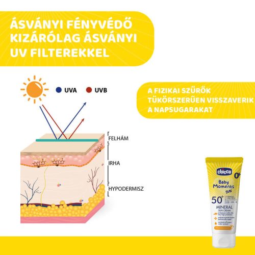 Chicco Baby Moments Sun fényvédő krém, SPF 50+, újszülött kortól, 75 ml