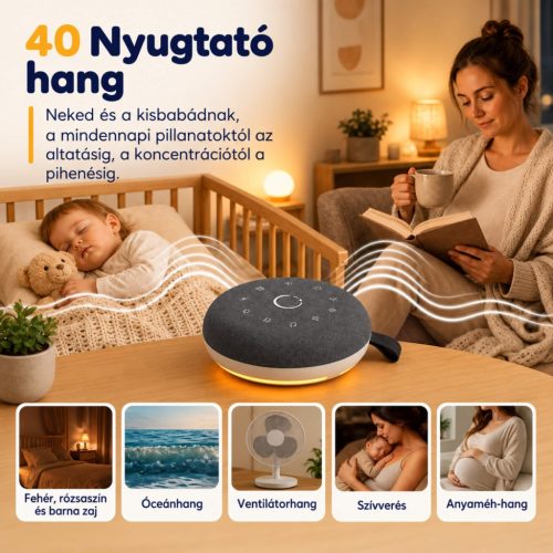 Numsy Move hordozható fehérzaj-készülék 40 hanggal és éjszakai fénnyel