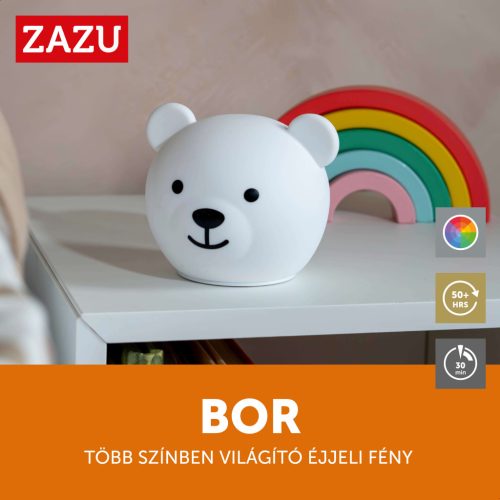 ZAZU Bor tölthető, többszínű szilikon éjjeli fény – Maci