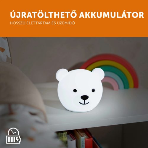 ZAZU Bor tölthető, többszínű szilikon éjjeli fény – Maci