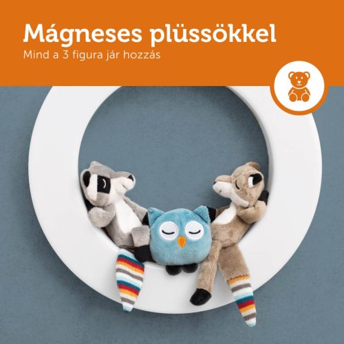 ZAZU tölthető, mozdulatvezérelt fali éjjeli fény 3 mágneses plüssfigurával