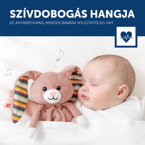 ZAZU Becky nyuszi zenélő szundikendő fehér zajjal és sírásérzékelővel