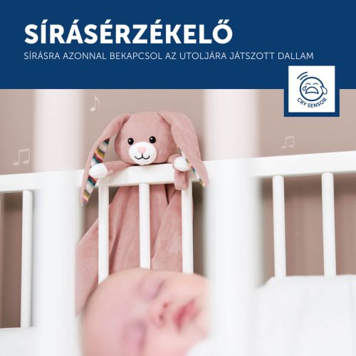 ZAZU Becky nyuszi zenélő szundikendő fehér zajjal és sírásérzékelővel