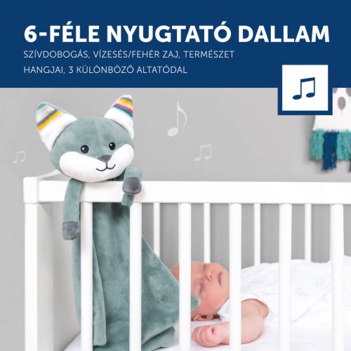 ZAZU Felix róka zenélő szundikendő fehér zajjal és sírásérzékelővel