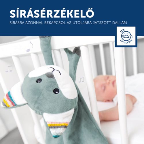 ZAZU Felix róka zenélő szundikendő fehér zajjal és sírásérzékelővel