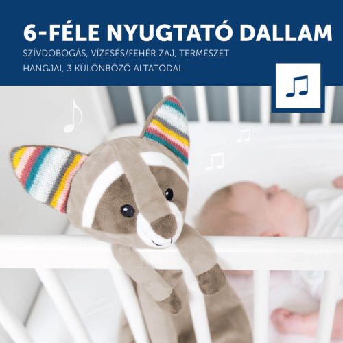 ZAZU Robin mosómedve zenélő szundikendő fehér zajjal és sírásérzékelővel