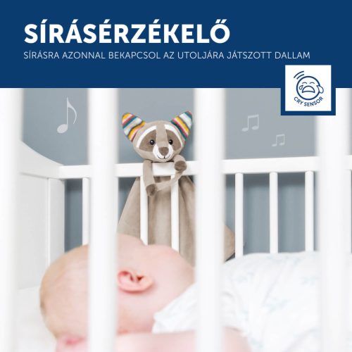ZAZU Robin mosómedve zenélő szundikendő fehér zajjal és sírásérzékelővel