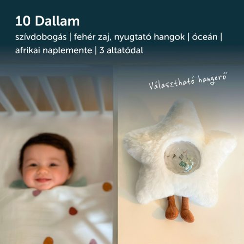 ZAZU Gaia galaxiskivetítő fehér zajjal, nyugtató hangokkal és sírásérzékelővel