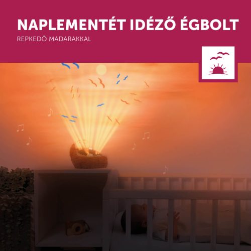 ZAZU Henry süni naplemente projektor mozgó vetítéssel és nyugtató dallamokkal