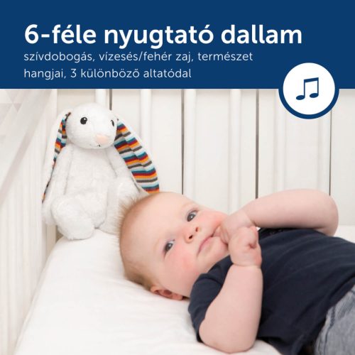 ZAZU Bibi zenélő babanyugtató plüssnyuszi fehér zajjal és sírásérzékelővel