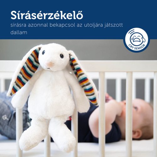 ZAZU Bibi zenélő babanyugtató plüssnyuszi fehér zajjal és sírásérzékelővel